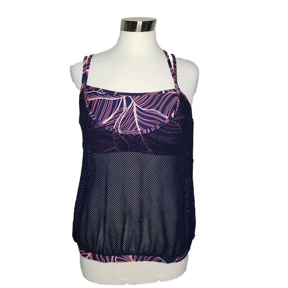 Anne Cole Other - Anne Cole Locker Swim Tankini top Mesh Overlay with attatched crop top XL